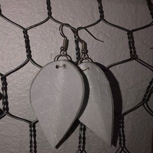 White Croc Leather Earrings